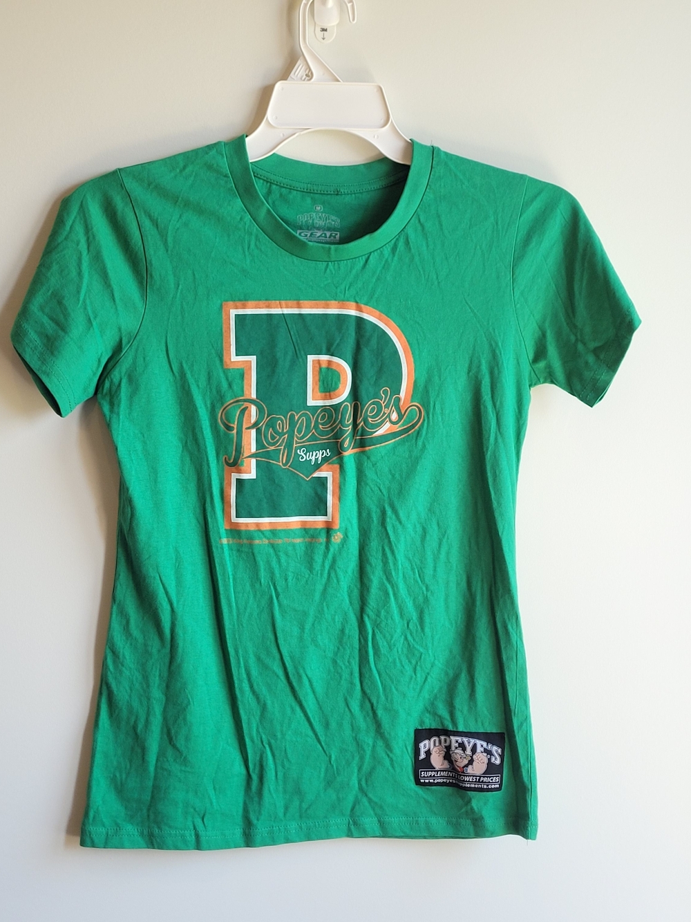 Popeye's Supplements Graphic Tee Women's L Green Logo Cartoon Cotton T-Shirt - Picture 2 of 6